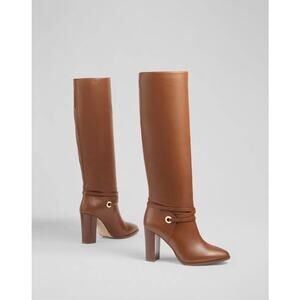 L.K. Bennett Shelby Tan Leather Knee-High Boots - Size 9